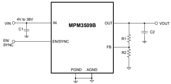 Application Circuit Diagram - Monolithic Power Systems (MPS) MPM3509B Step-Down Converters